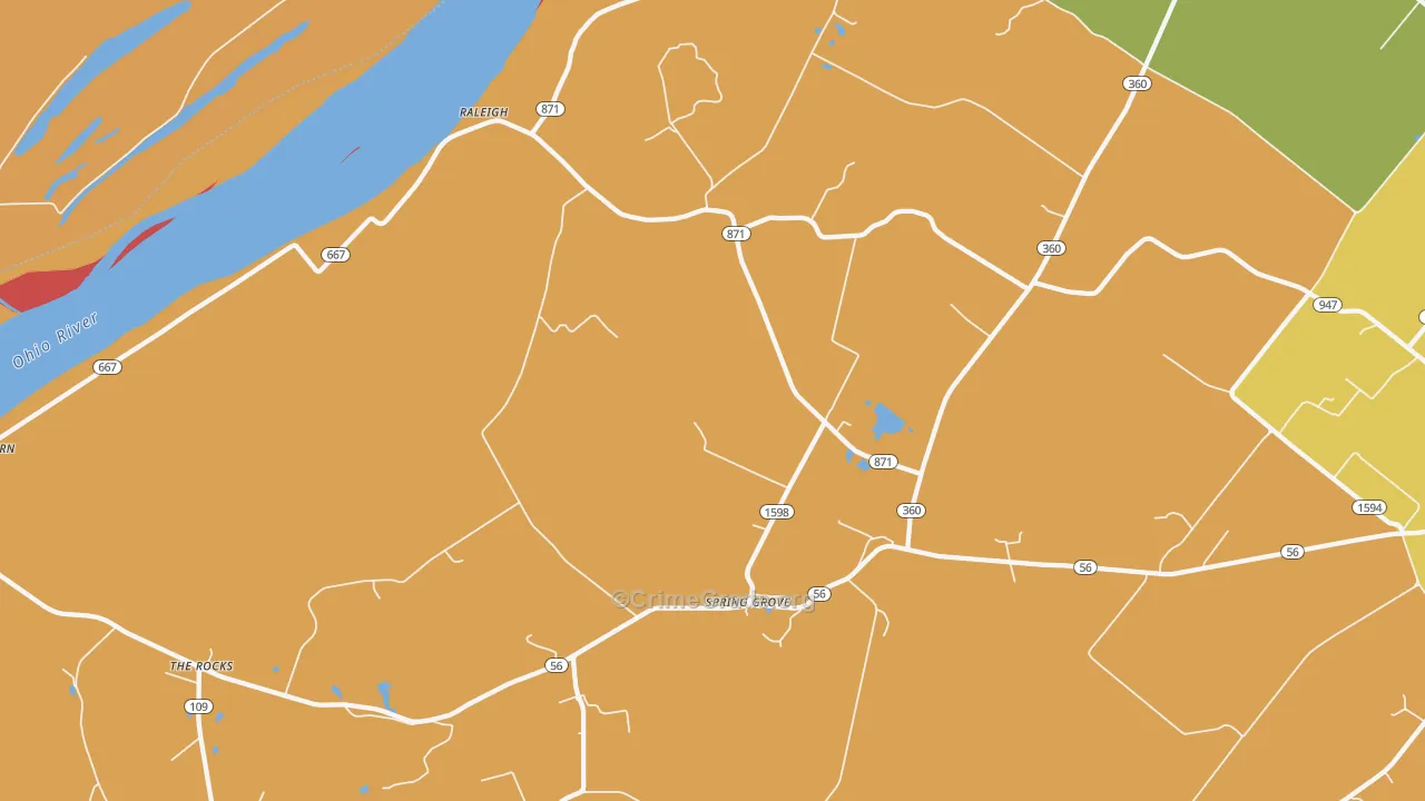 Spring Grove, KY Map of Theft Rates