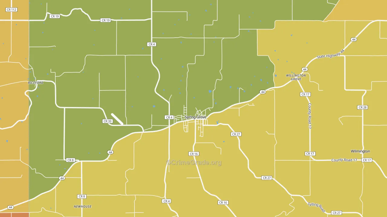Spring Grove, MN Map of Theft Rates