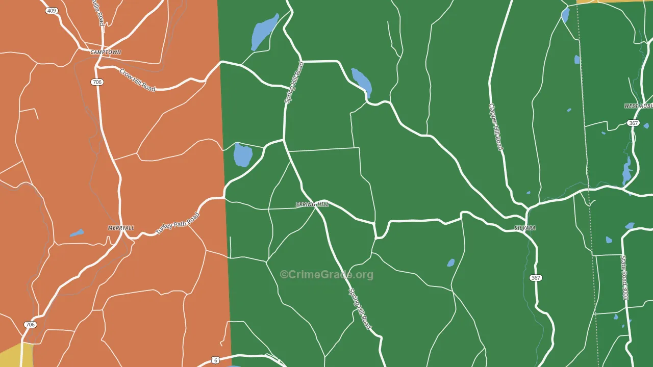 Spring Hill, PA Map of Theft Rates