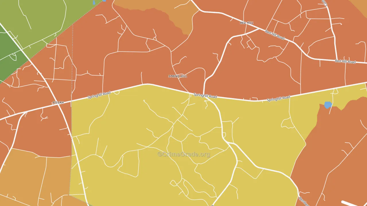 Spring Hill, SC Map of Theft Rates