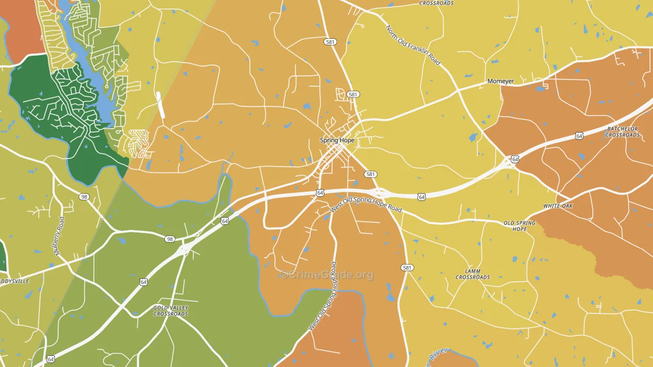 Spring Hope, NC Map of Theft Rates