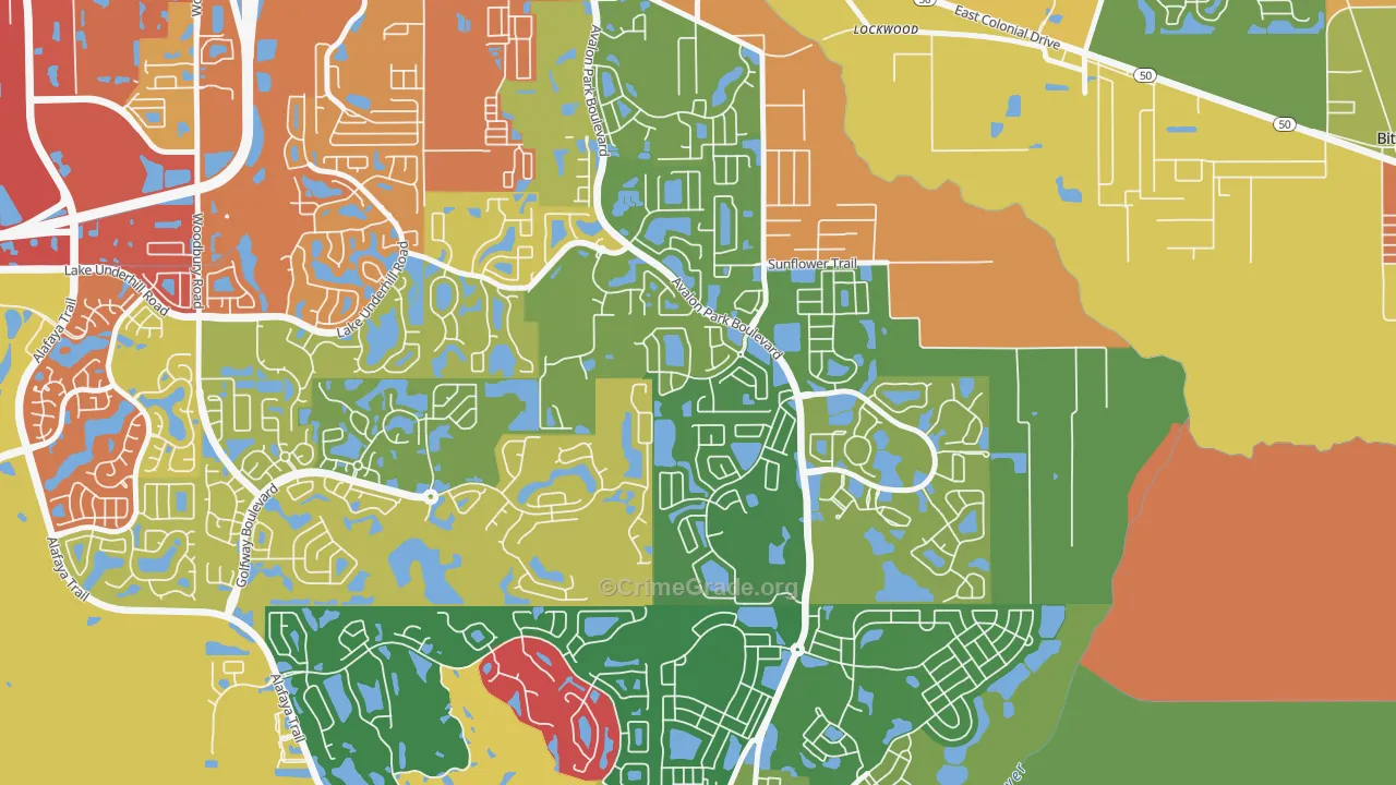 Spring Isle, Alafaya, FL Map of Theft Rates