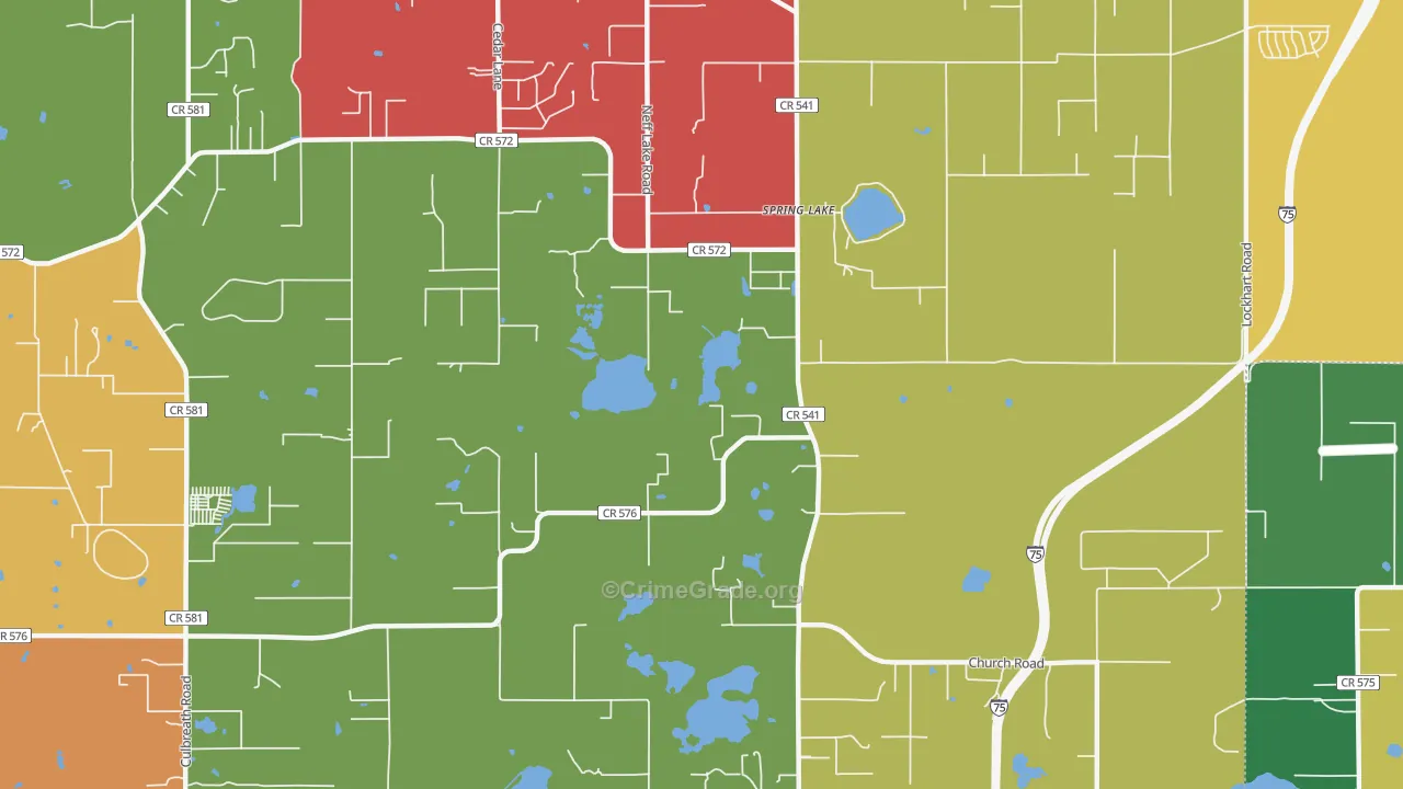 Spring Lake, FL Map of Theft Rates