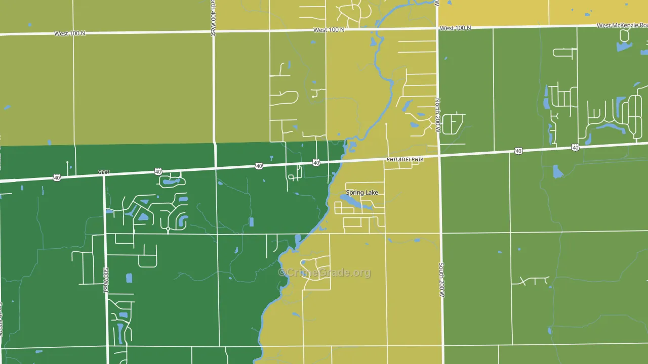 Spring Lake, IN Map of Theft Rates