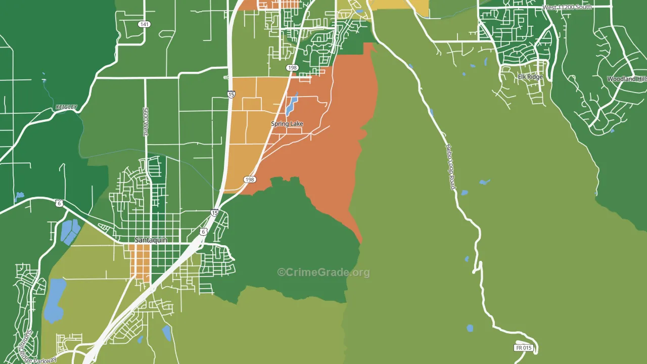 Spring Lake, UT Map of Theft Rates