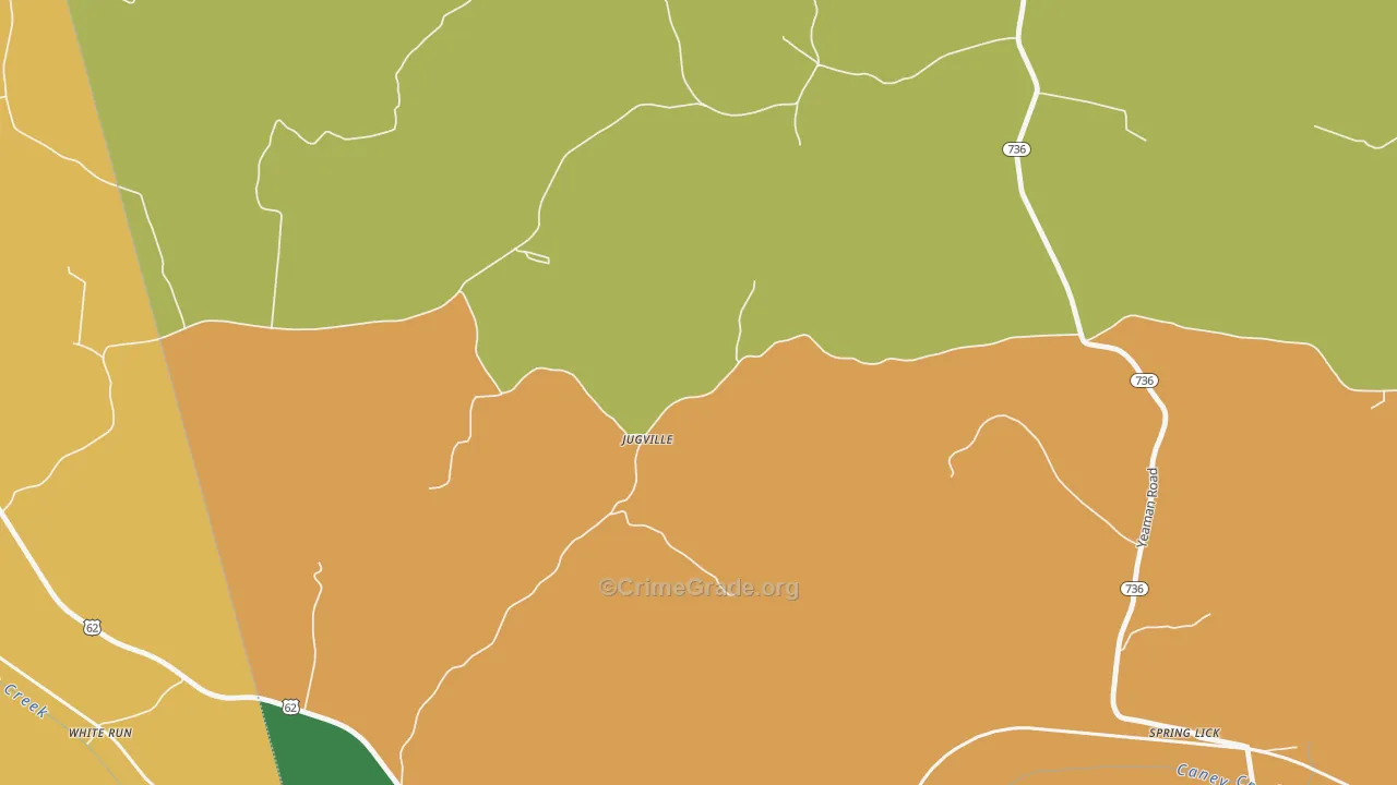 Spring Lick, KY Map of Theft Rates