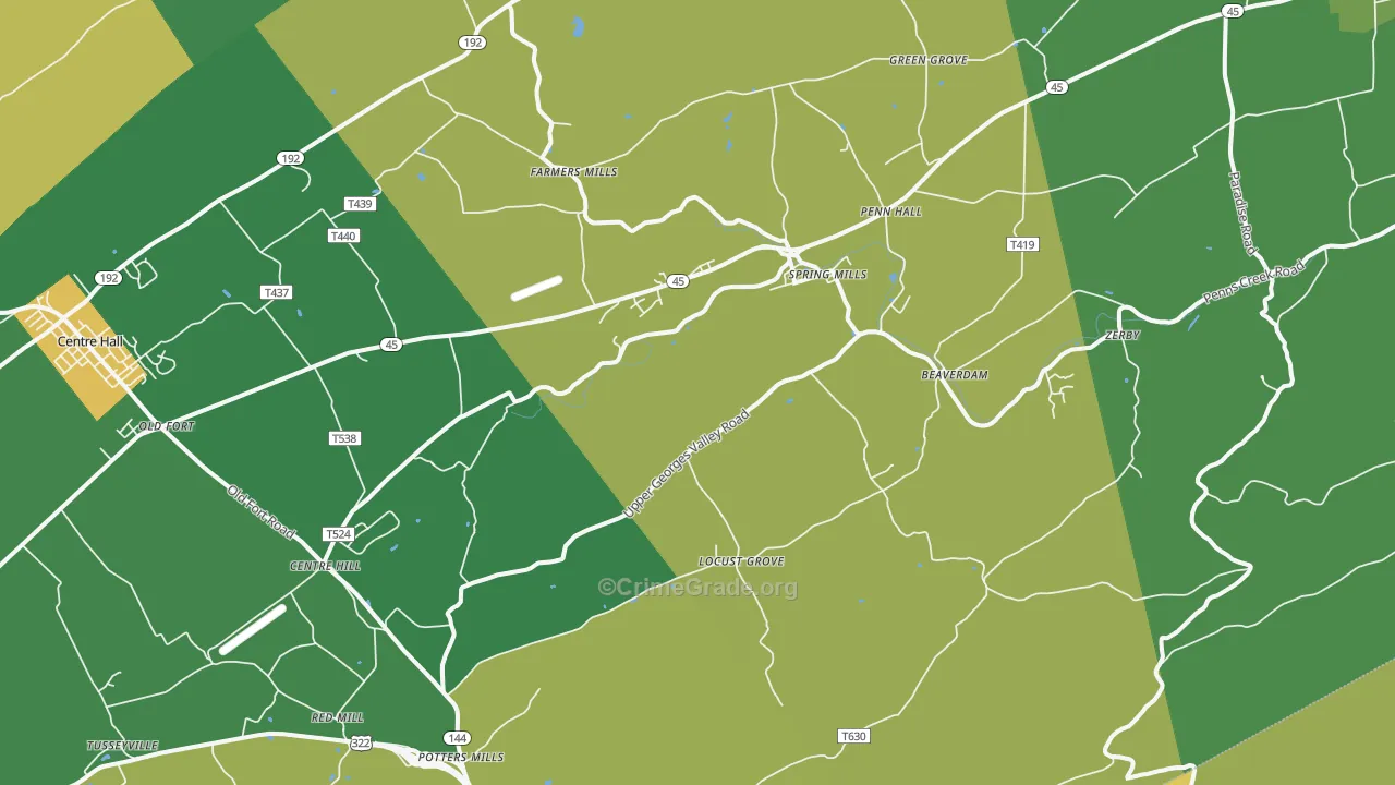 Spring Mills, PA Map of Theft Rates