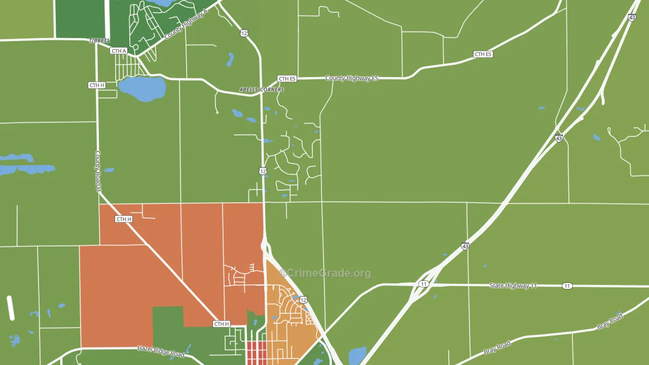 Spring Prairie, WI Map of Theft Rates