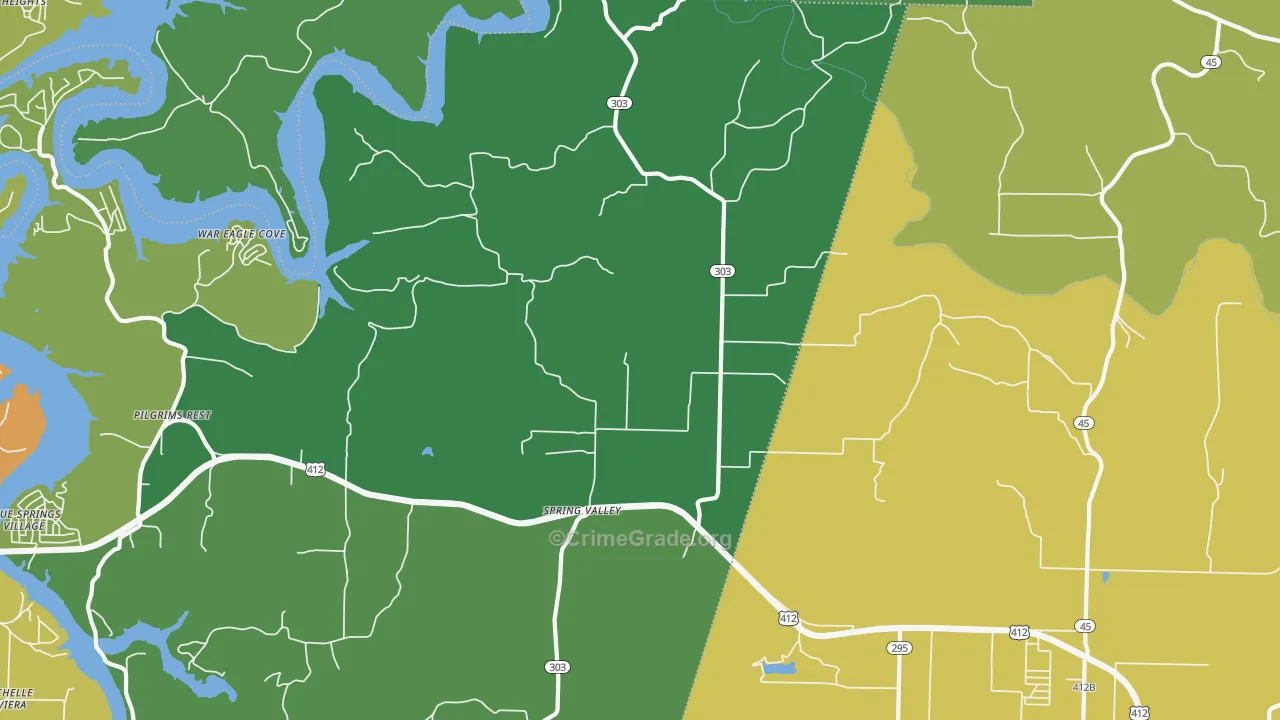 Spring Valley, AR Map of Theft Rates