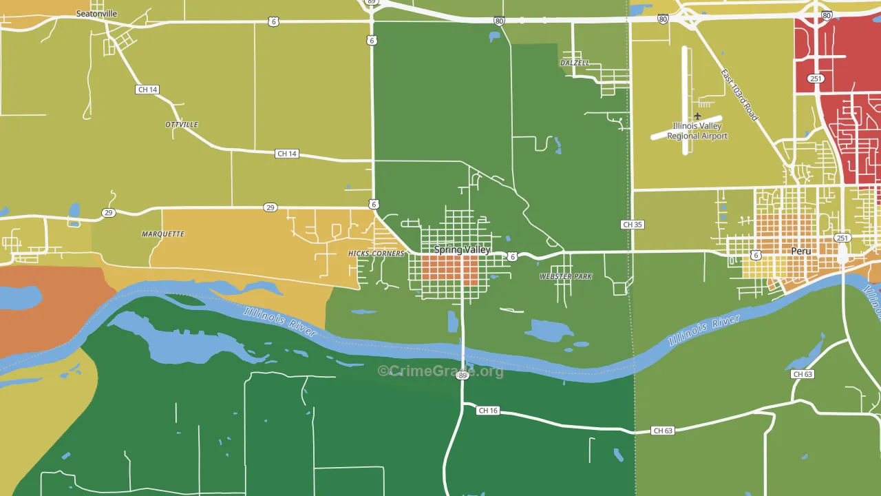 Spring Valley, IL Map of Theft Rates