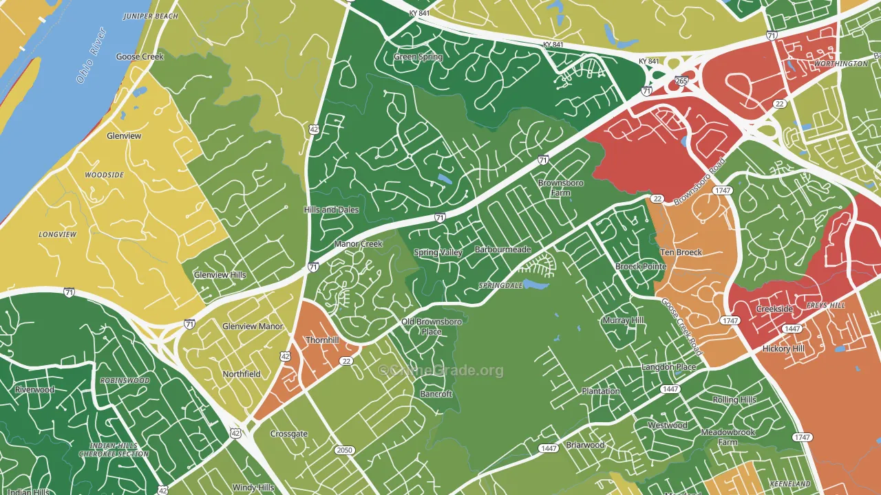 Spring Valley, KY Map of Theft Rates