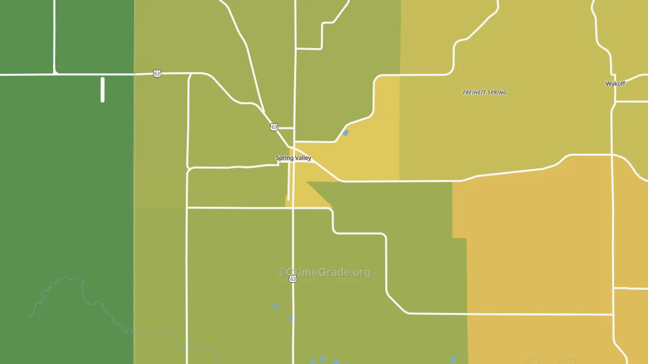 Spring Valley, MN Map of Theft Rates