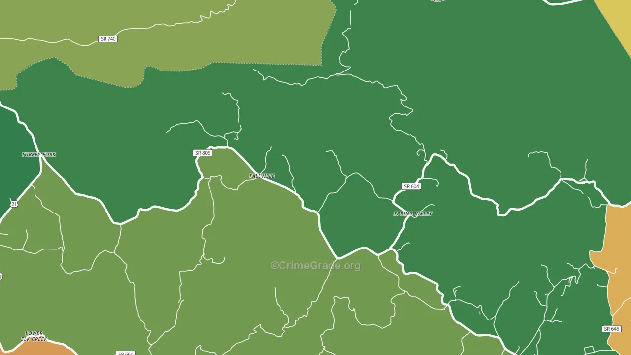Spring Valley, VA Map of Theft Rates