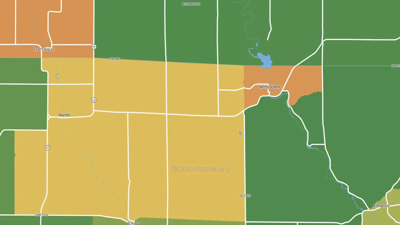 Spring Valley, WI Map of Theft Rates