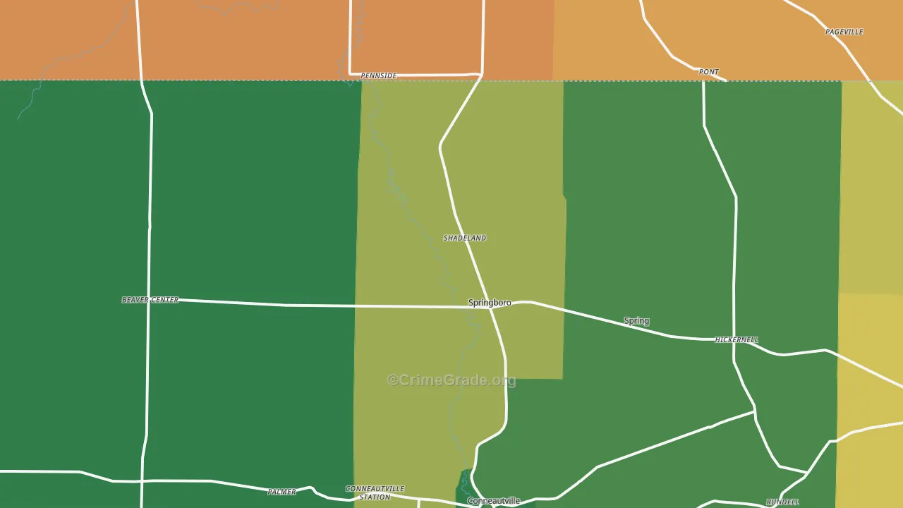 Springboro, PA Map of Theft Rates