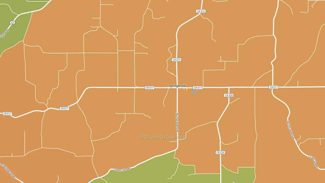 Springbrook, IA Map of Theft Rates