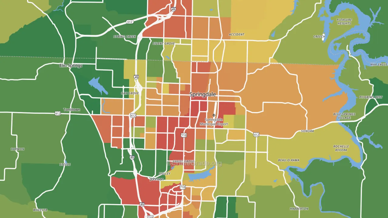 Springdale, AR Map of Theft Rates