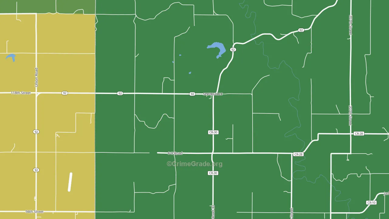 Springdale, KS Map of Theft Rates