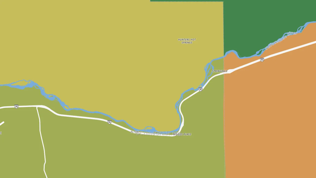 Springdale, MT Map of Theft Rates