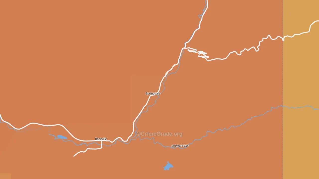 Springdale, UT Map of Theft Rates