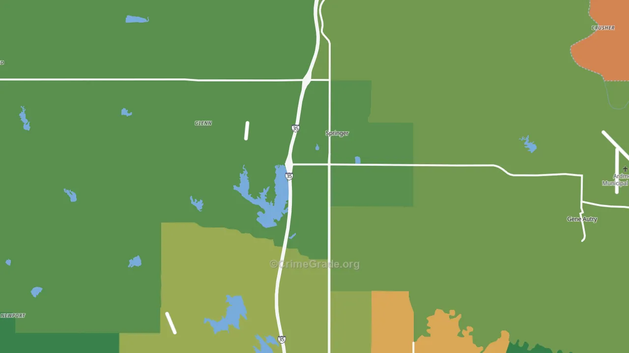 Springer, OK Map of Theft Rates