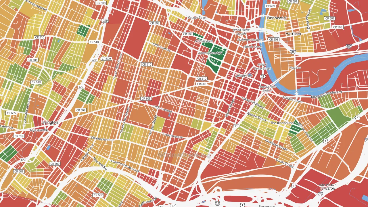 Springfield-Belmont, Newark, NJ Map of Theft Rates