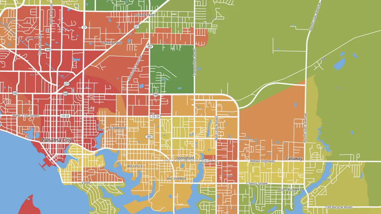 Springfield, FL Map of Theft Rates