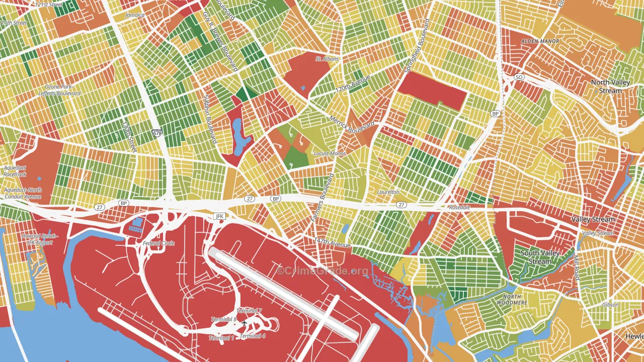 Springfield Gardens, Queens, NY Map of Theft Rates