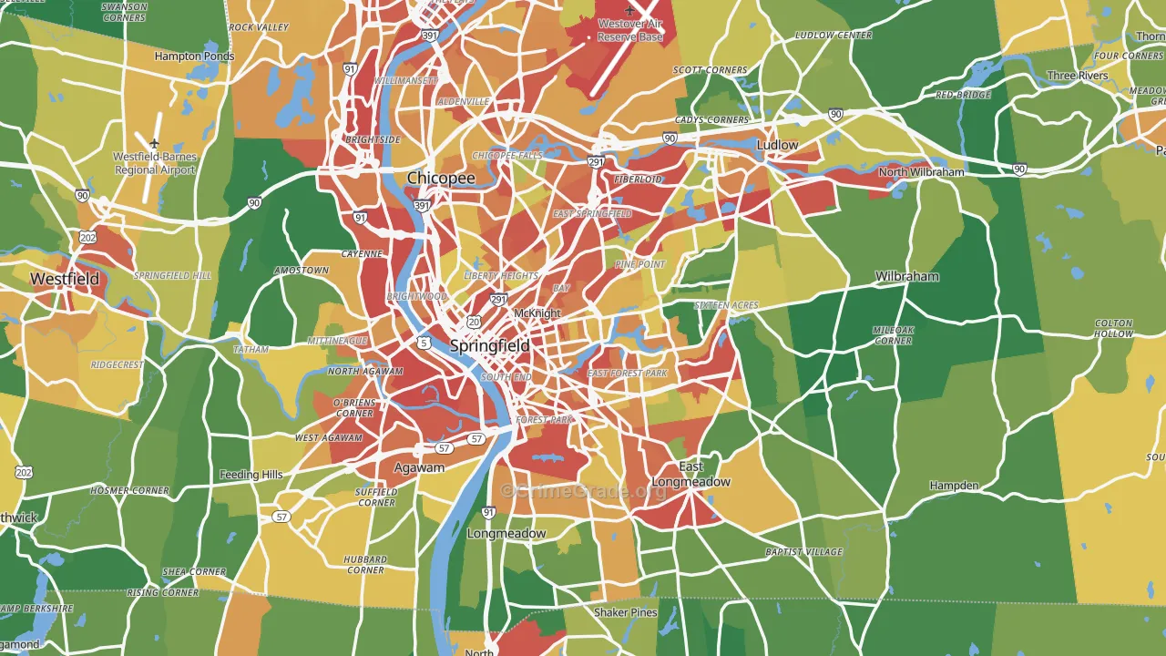 Springfield, MA Map of Theft Rates