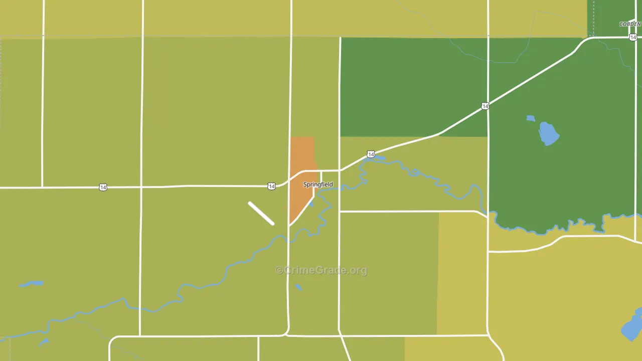 Springfield, MN Map of Theft Rates