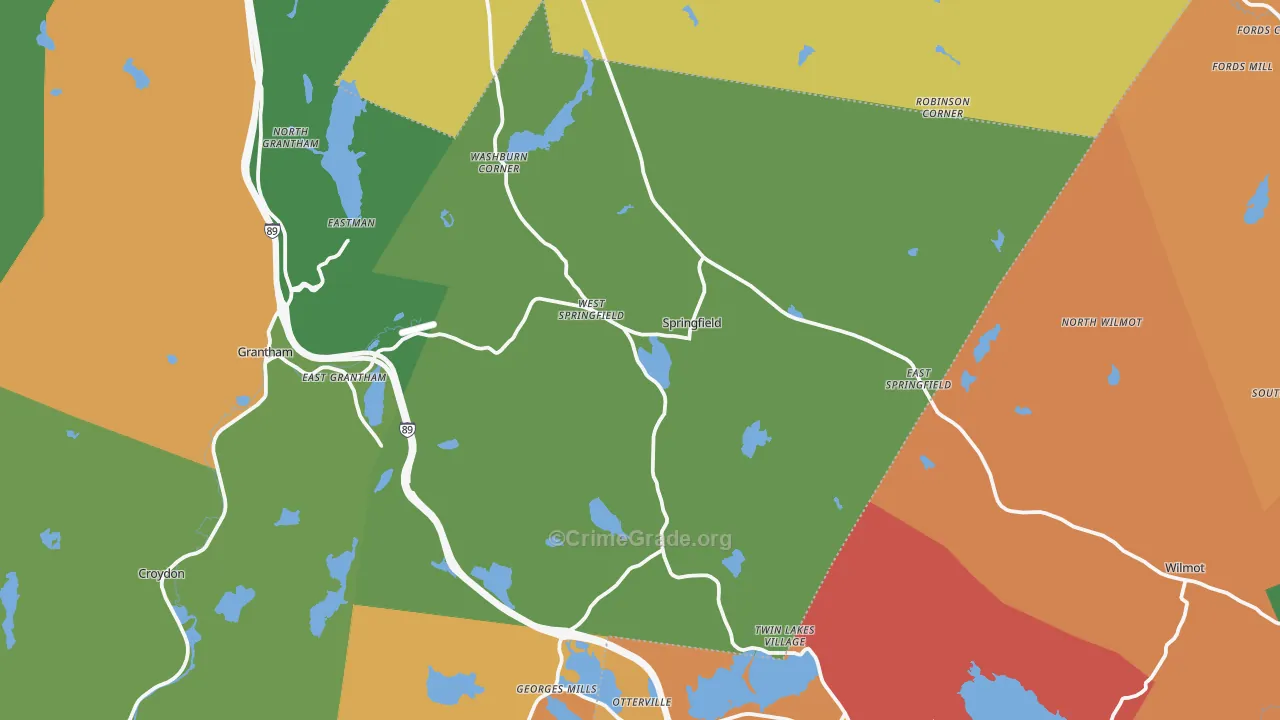 Springfield, NH Map of Theft Rates