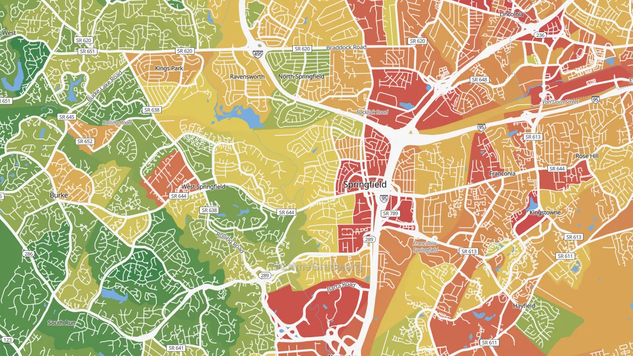 Springfield, VA Map of Theft Rates