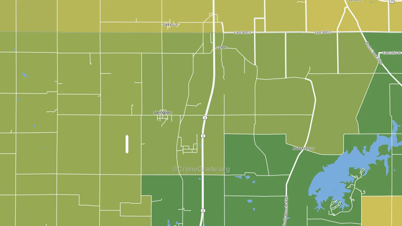 Springport, IN Map of Theft Rates