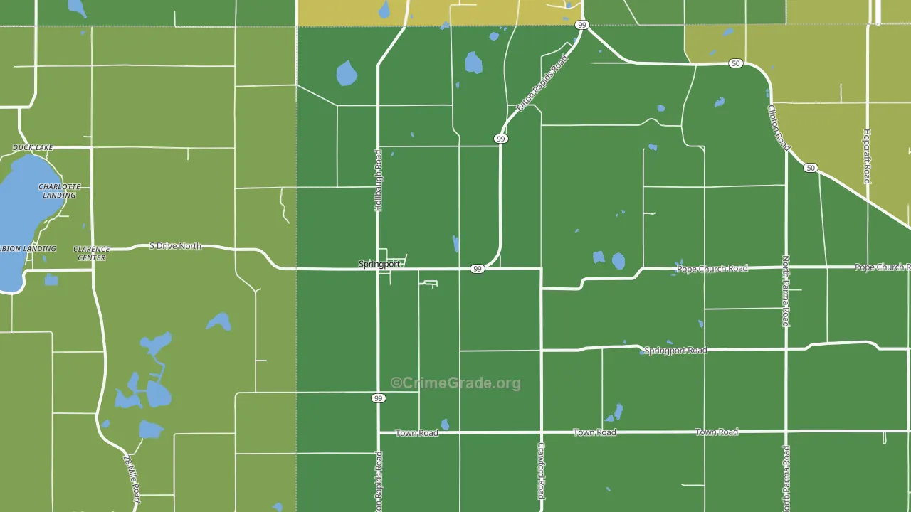 Springport, MI Map of Theft Rates