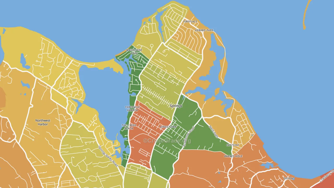 Springs, NY Map of Theft Rates