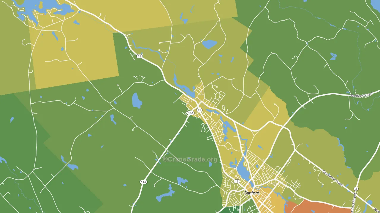 Springvale, ME Map of Theft Rates