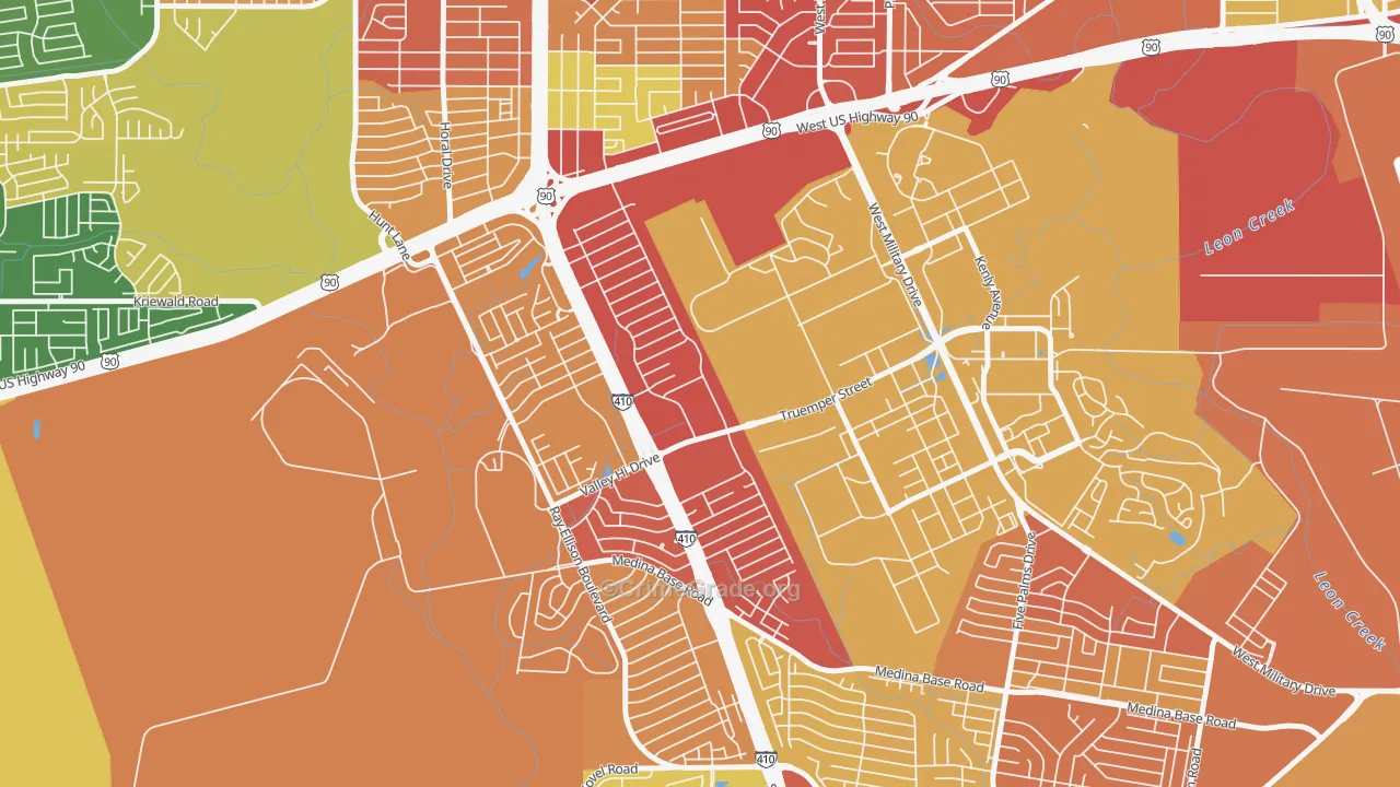 Springvale, San Antonio, TX Map of Theft Rates