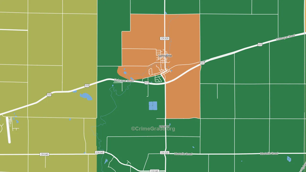 Springville, IA Map of Theft Rates