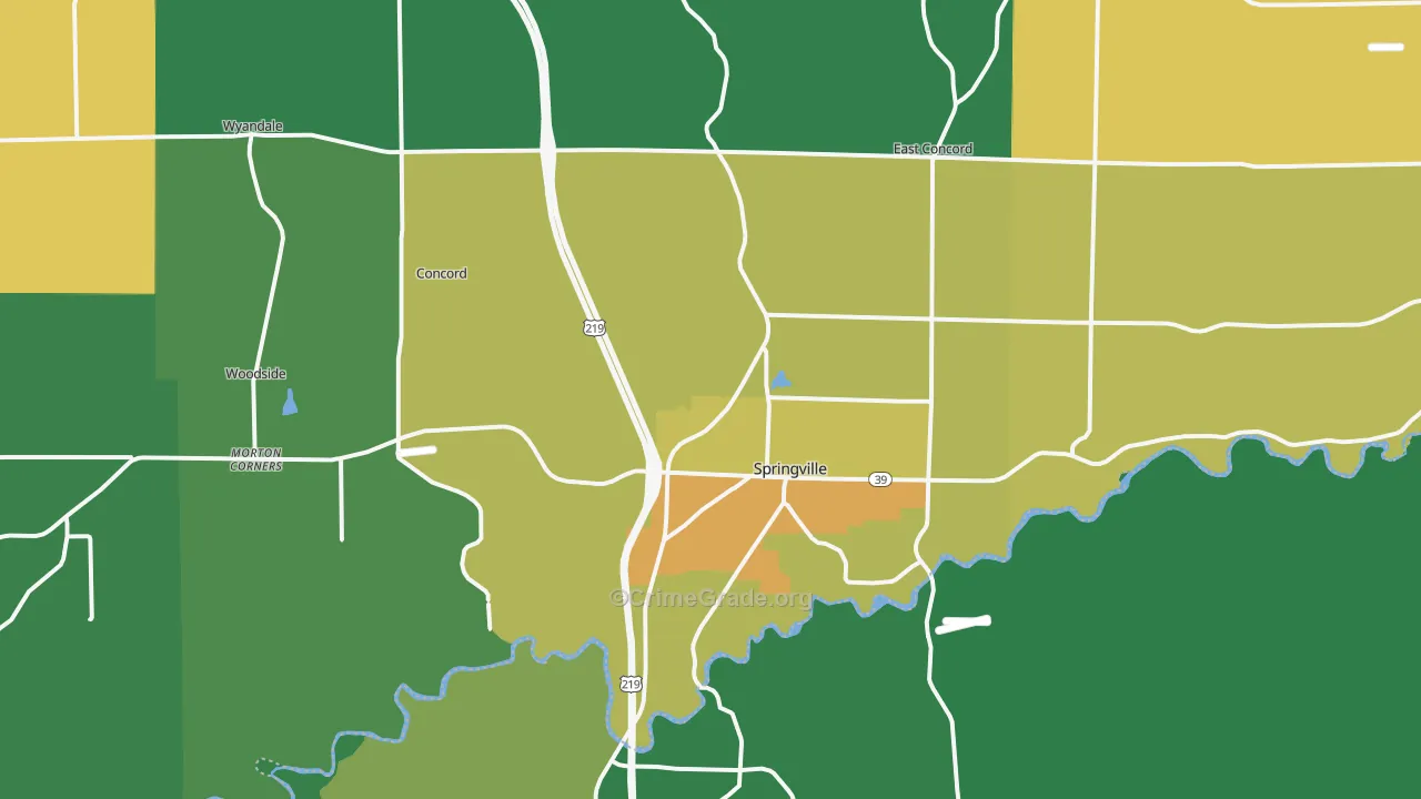 Springville, NY Map of Theft Rates