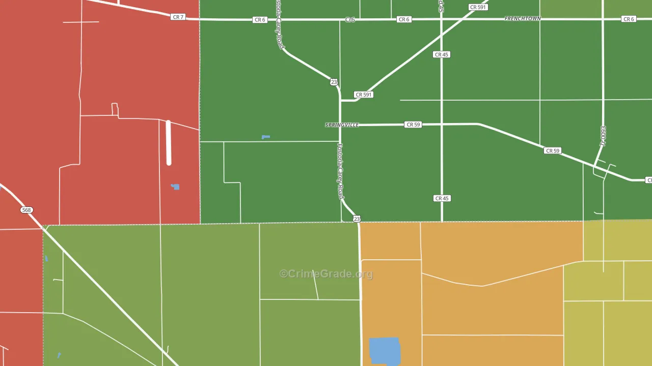 Springville, OH Map of Theft Rates
