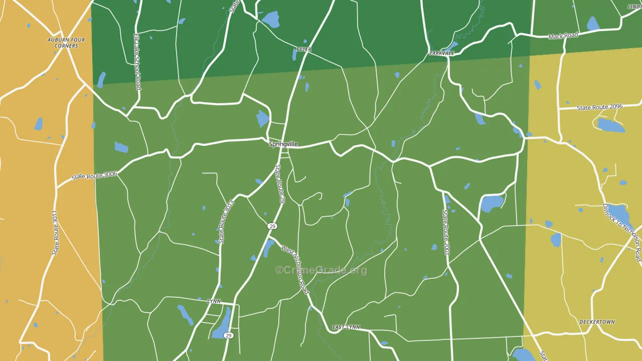 Springville, PA Map of Theft Rates