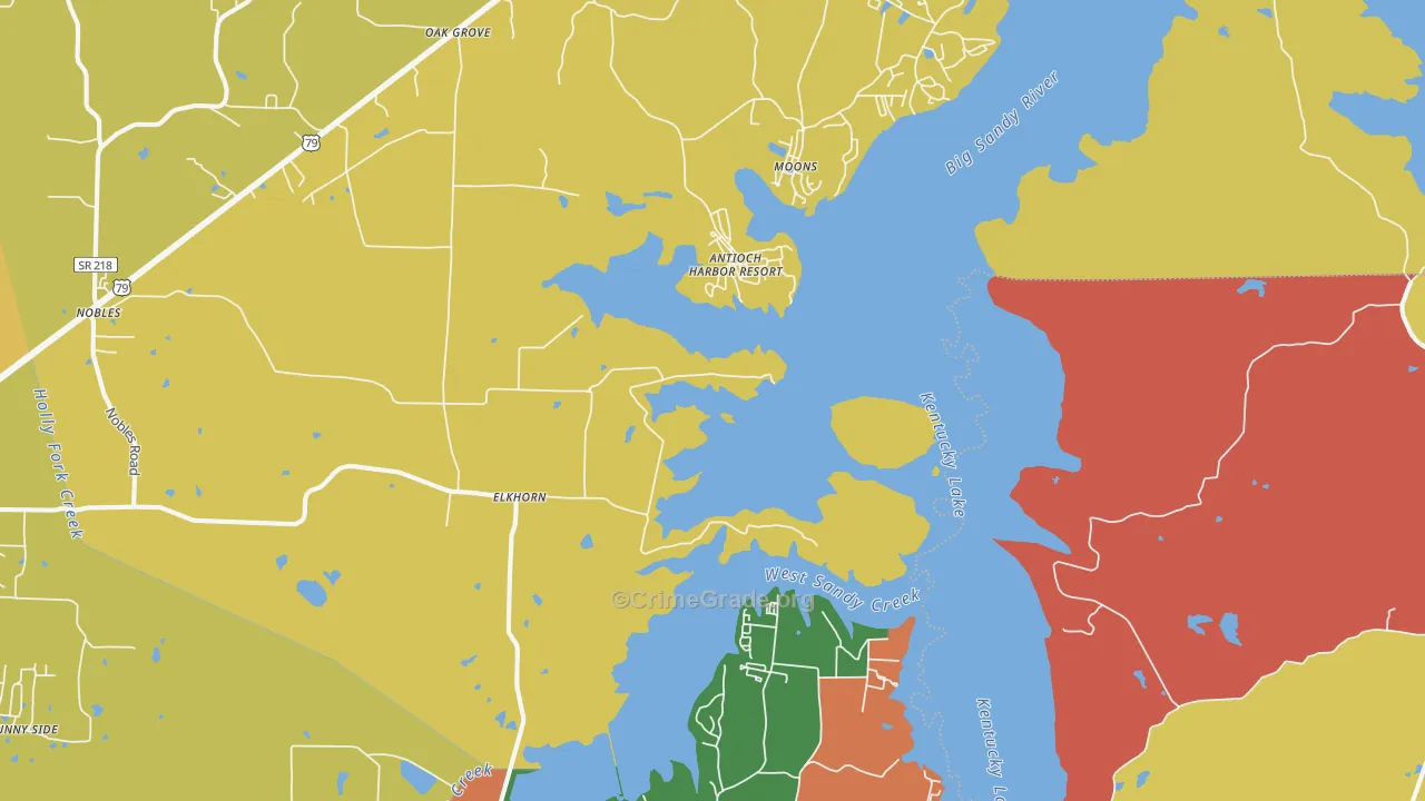 Springville, TN Map of Theft Rates