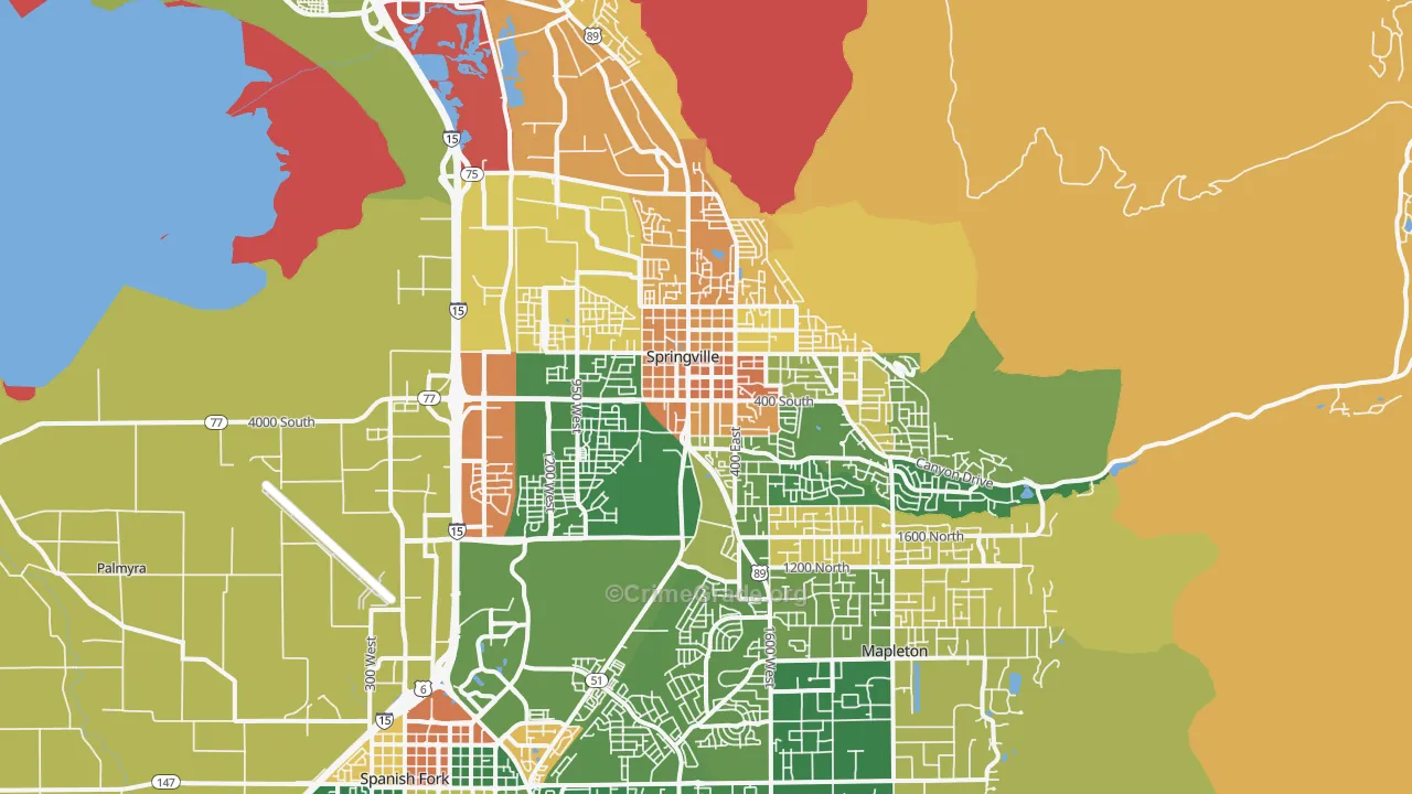 Springville, UT Map of Theft Rates