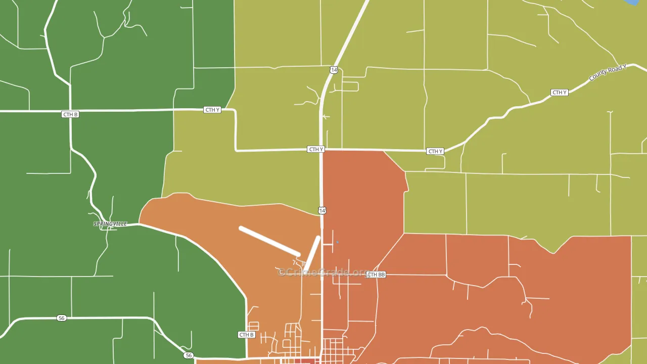 Springville, WI Map of Theft Rates