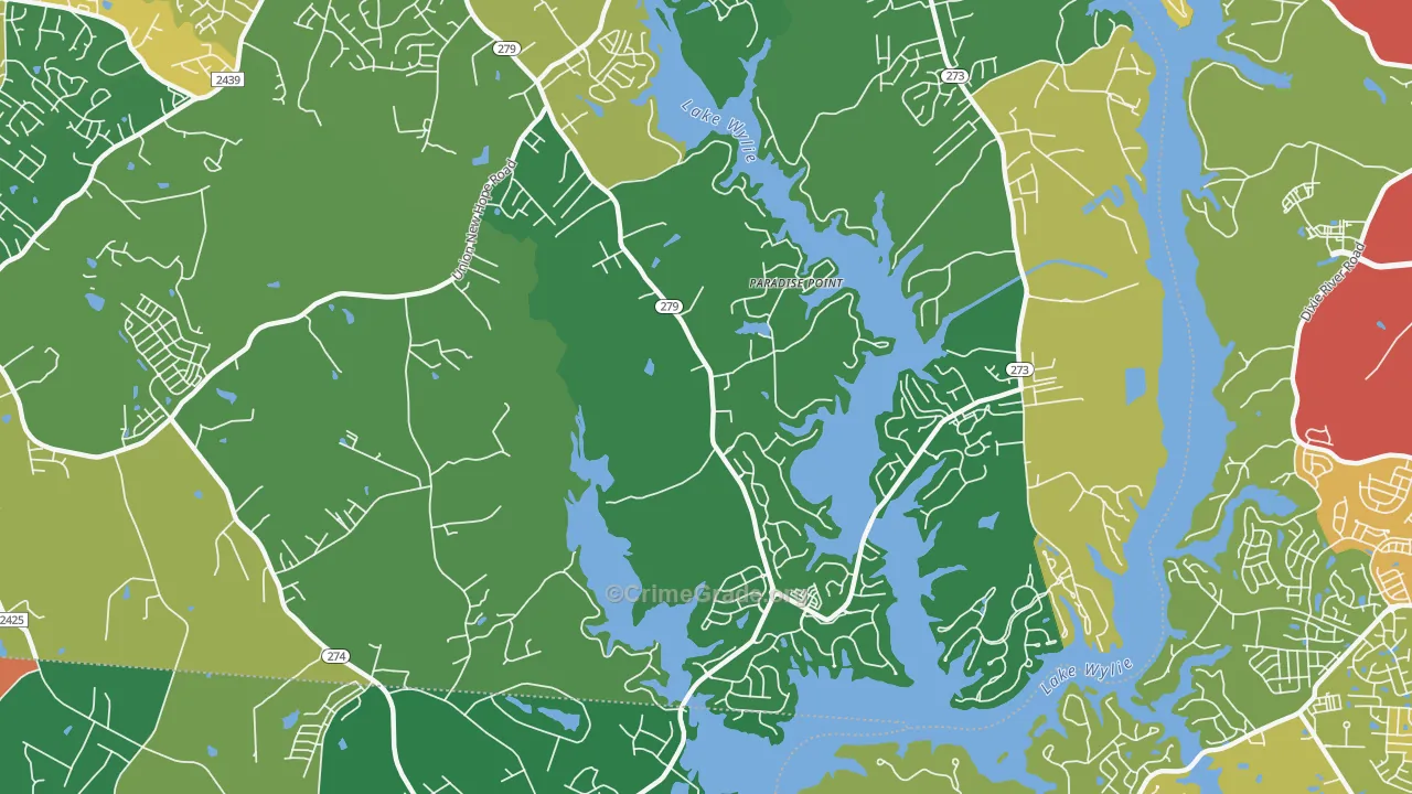Springwood, NC Map of Theft Rates