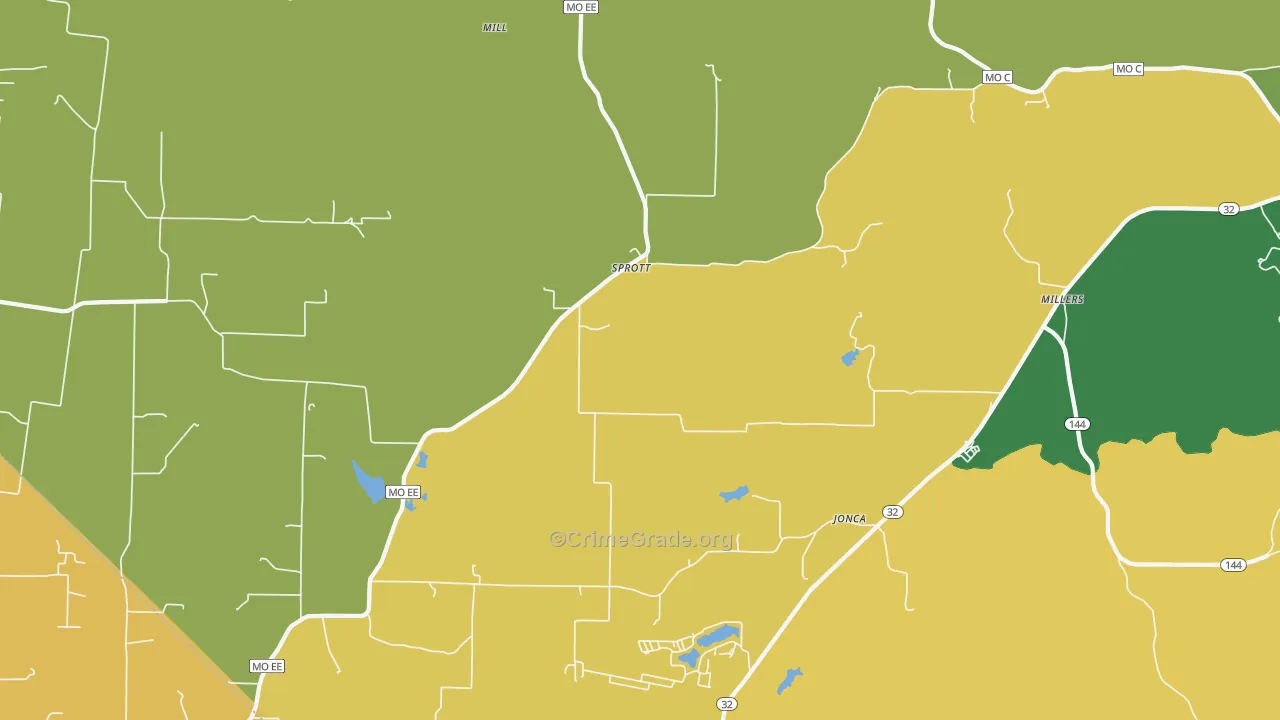 Sprott, MO Map of Theft Rates