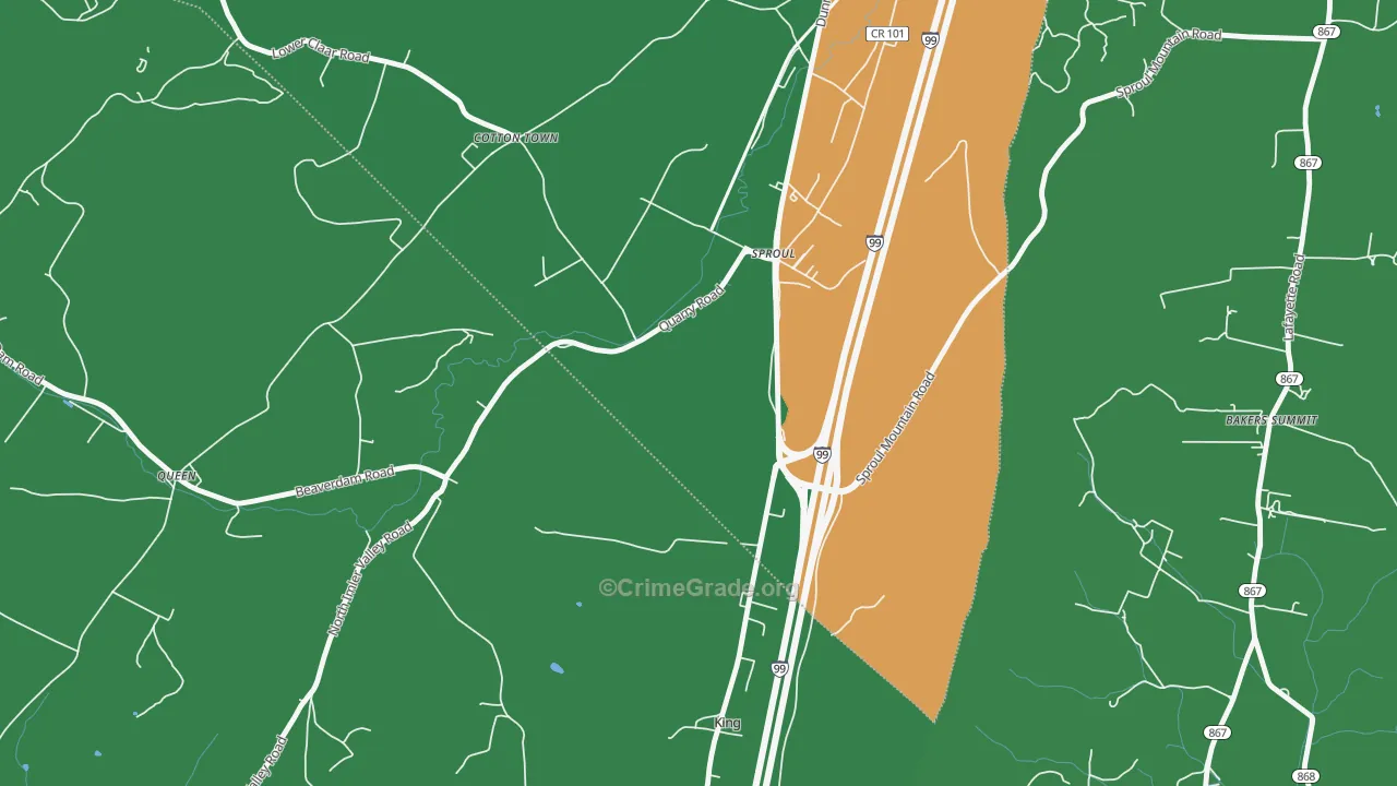 Sproul, PA Map of Theft Rates
