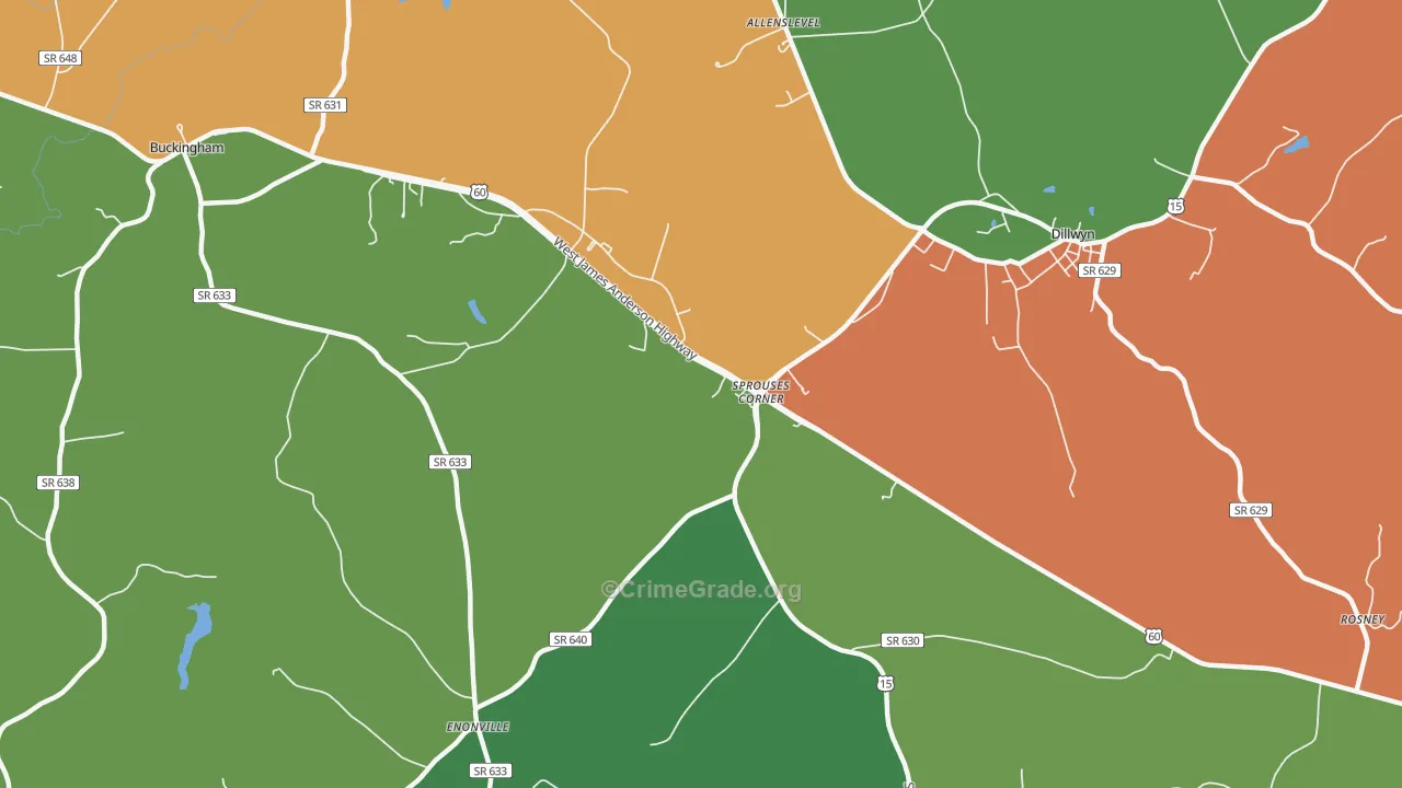 Sprouses Corner, VA Map of Theft Rates