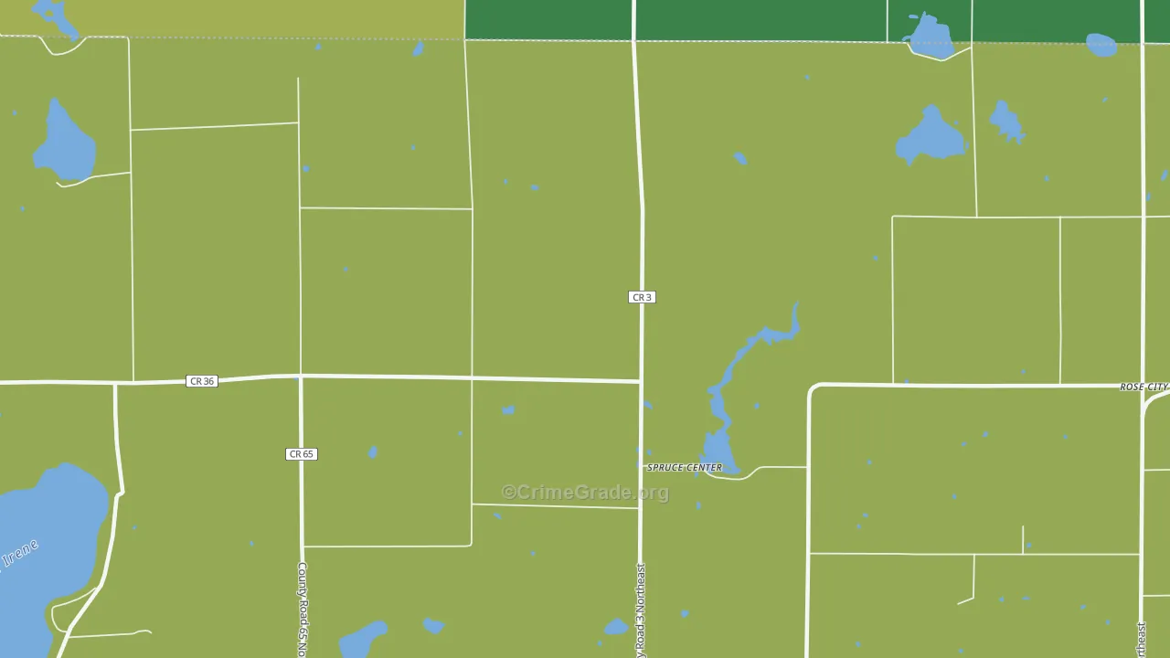 Spruce Center, MN Map of Theft Rates