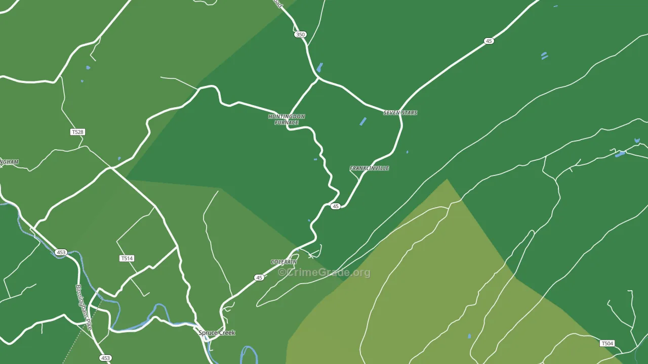 Spruce Creek, PA Map of Theft Rates